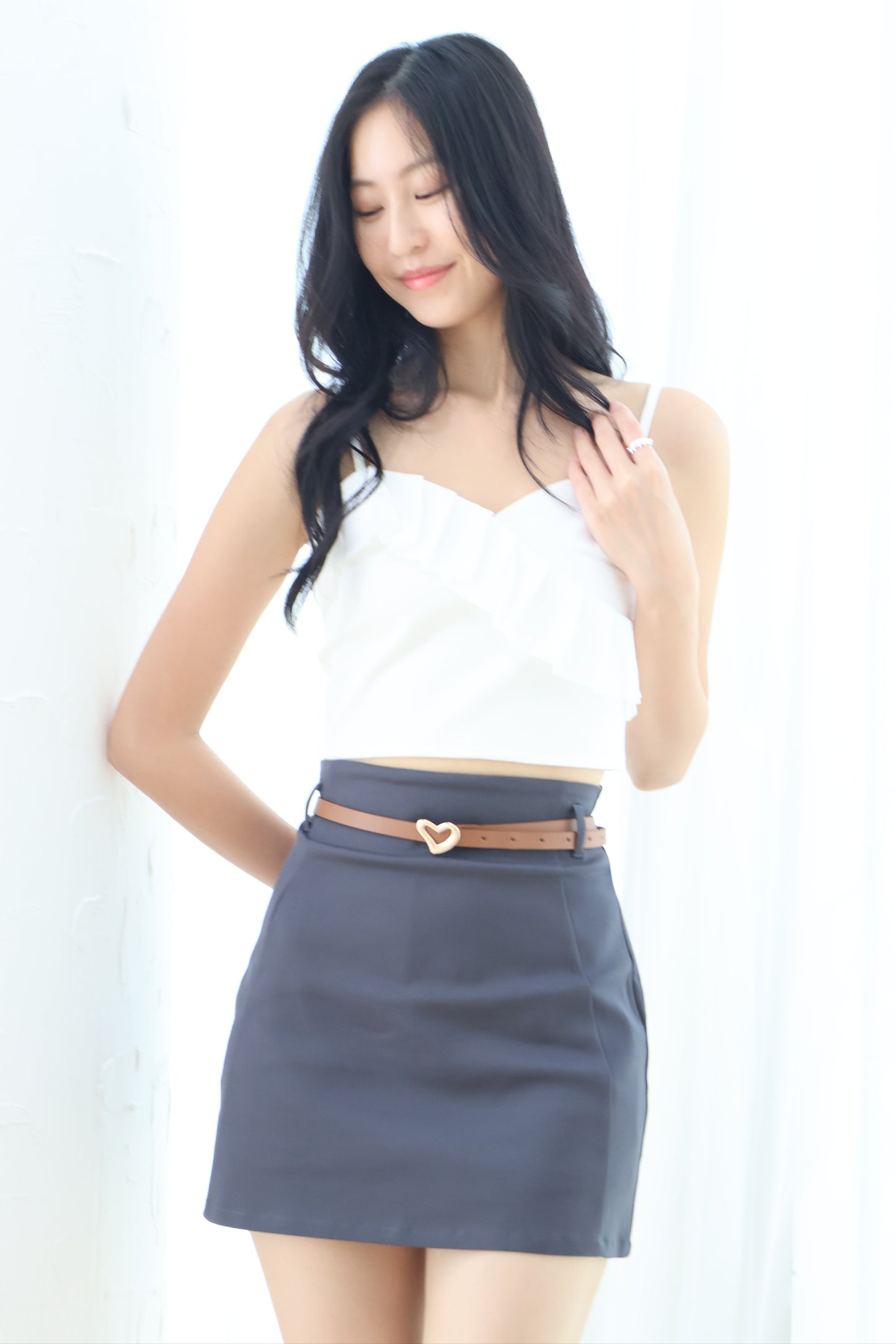 Sammy HeartShape Belted Skorts In Grey