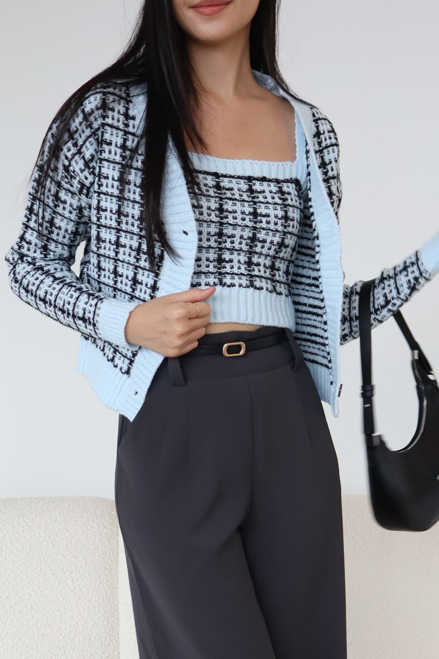 Lilian Knit Cardigan Set In Blue