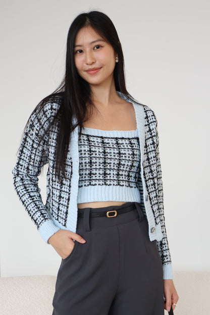 Lilian Knit Cardigan Set In Blue