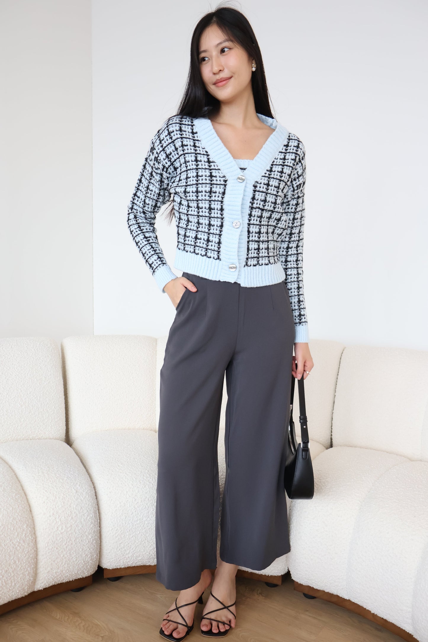 Lilian Knit Cardigan Set In Blue