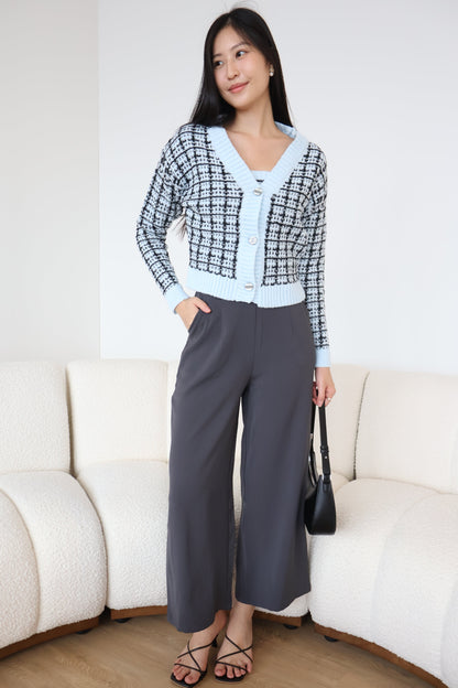 Lilian Knit Cardigan Set In Blue