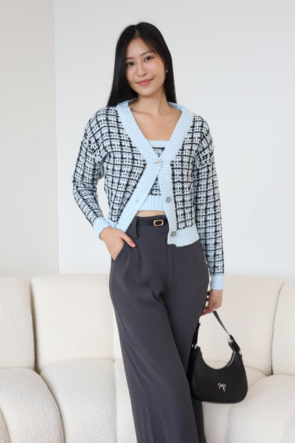 Lilian Knit Cardigan Set In Blue