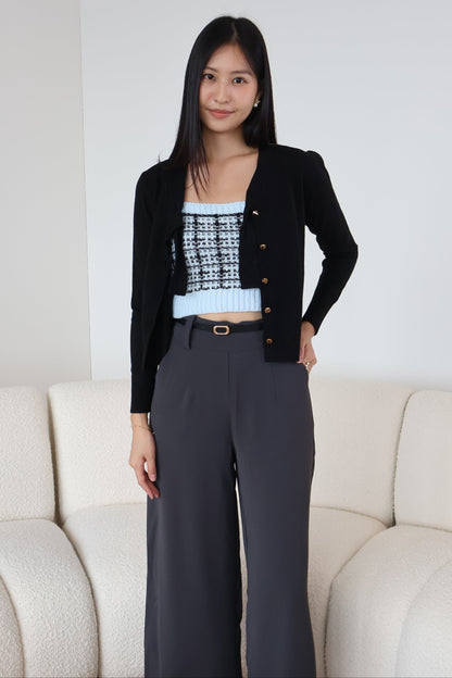 Tammy Soft Knit Ribbon Cardigan In Black