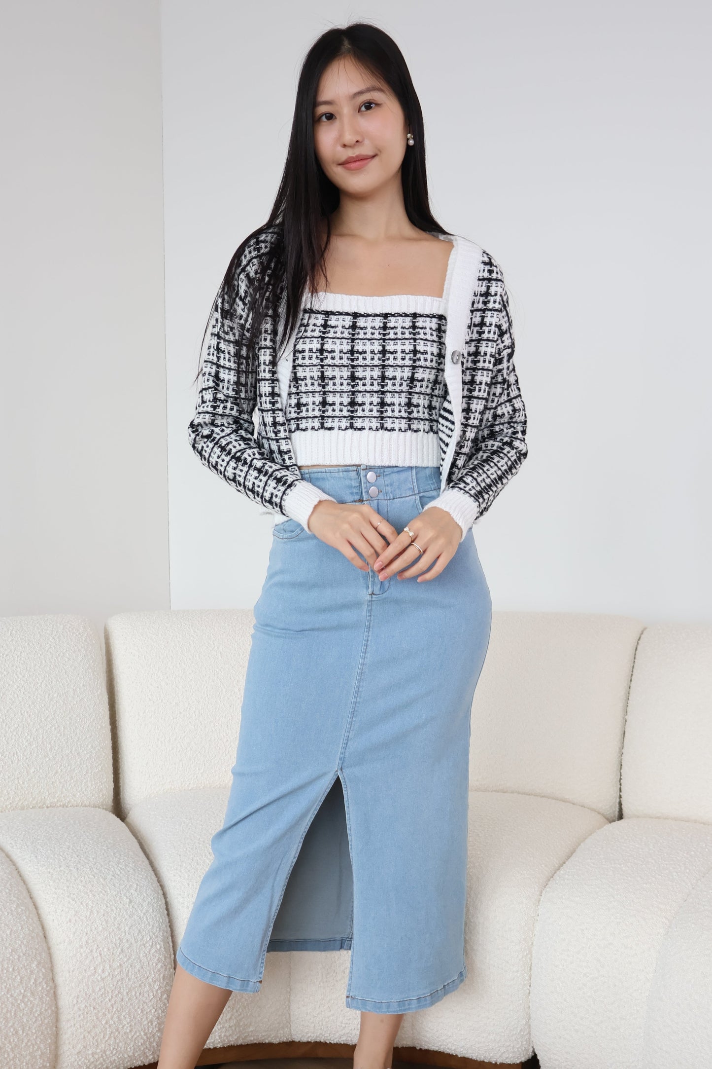 Lilian Knit Cardigan Set In White