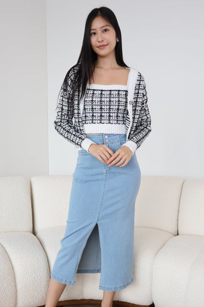 Lilian Knit Cardigan Set In White