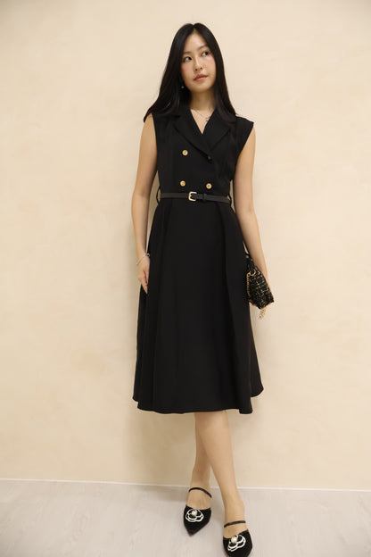 *Premium* Belle Belted Vest Dress In Black