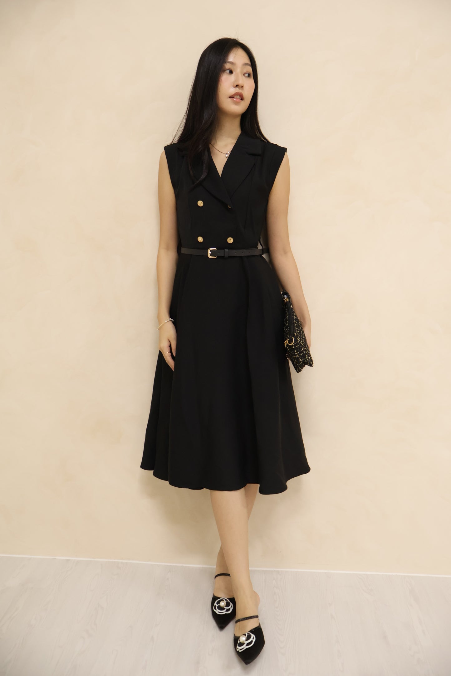 *Premium* Belle Belted Vest Dress In Black