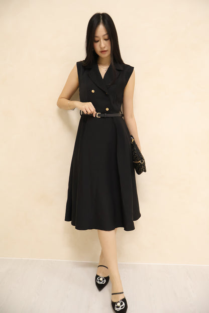 *Premium* Belle Belted Vest Dress In Black