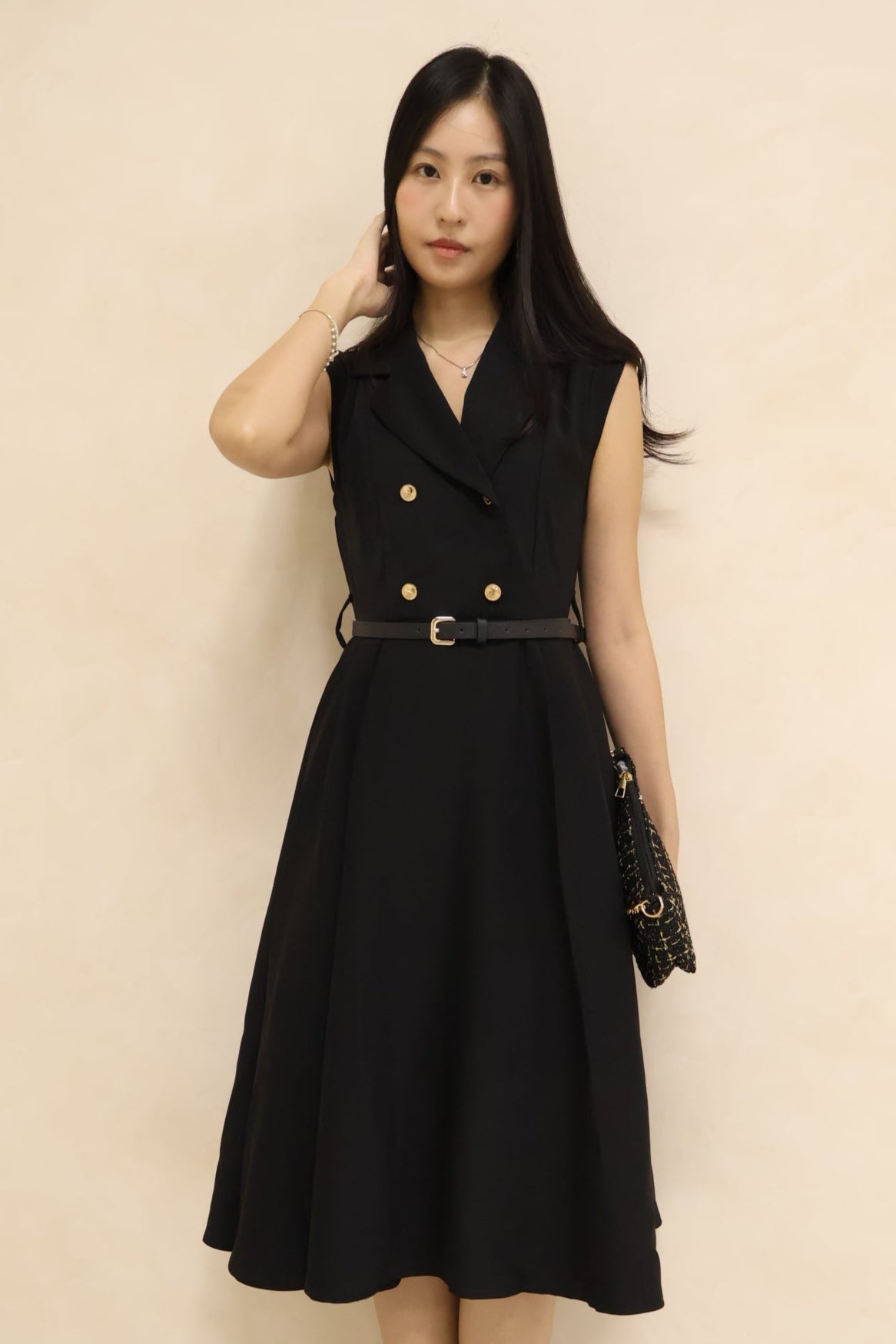 *Premium* Belle Belted Vest Dress In Black