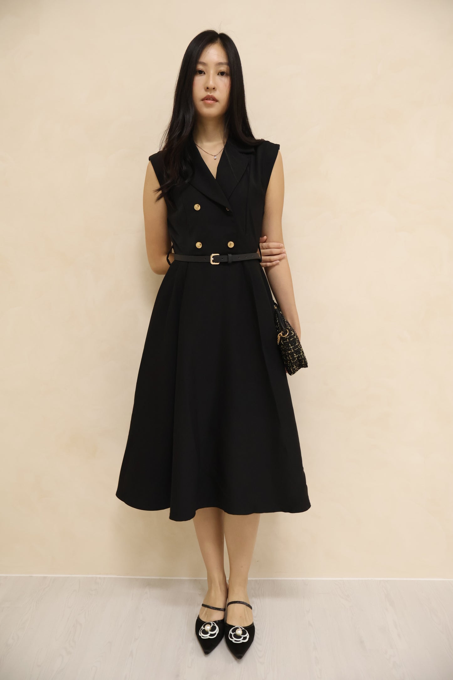 *Premium* Belle Belted Vest Dress In Black