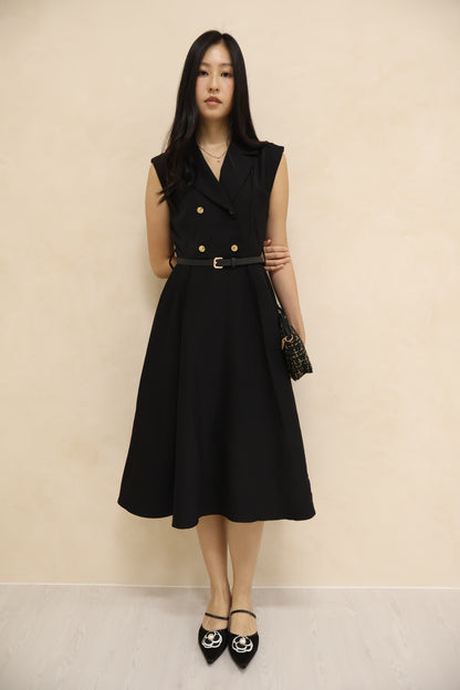 *Premium* Belle Belted Vest Dress In Black