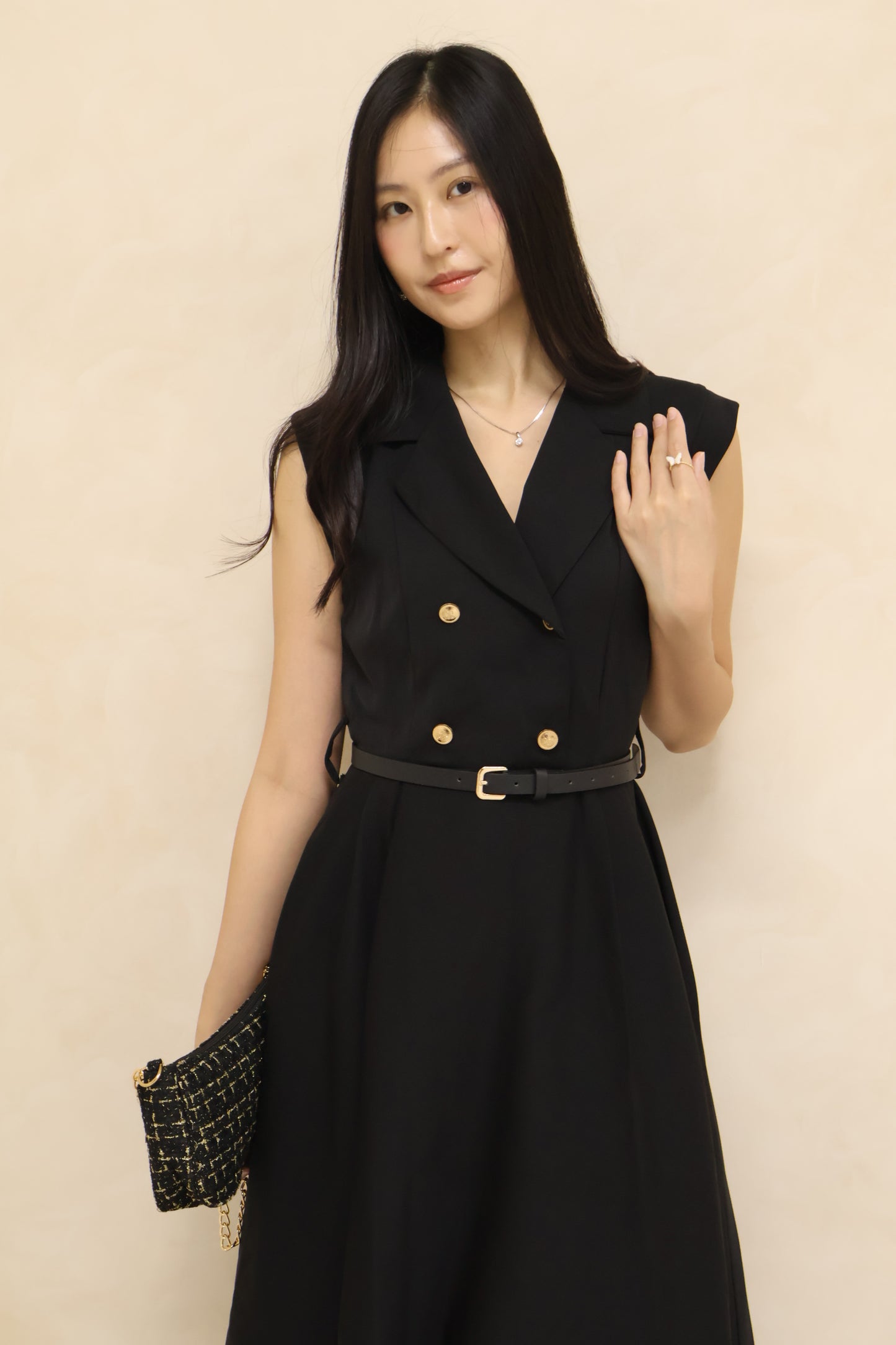 *Premium* Belle Belted Vest Dress In Black