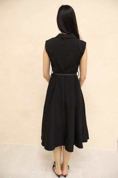 *Premium* Belle Belted Vest Dress In Black
