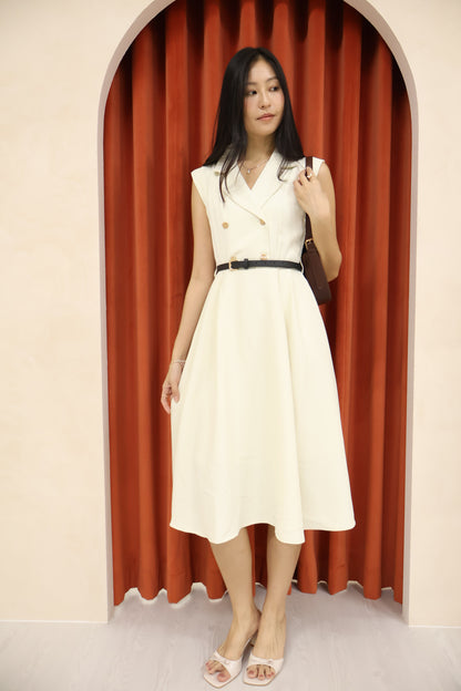 *Premium* Belle Belted Vest Dress In Cream