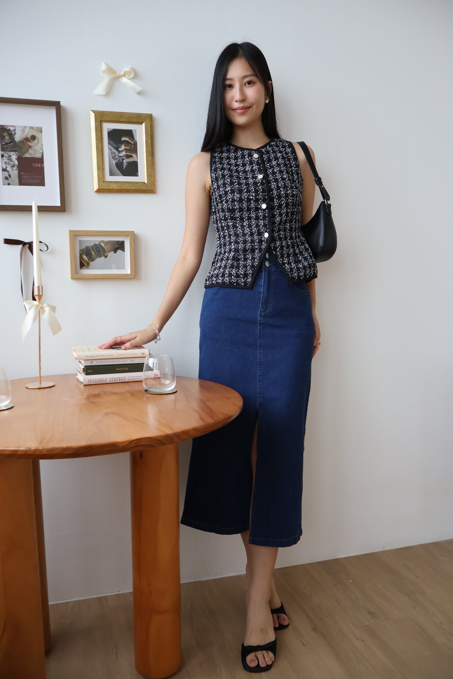 Sue Denim Midi Skirt In Dark Wash