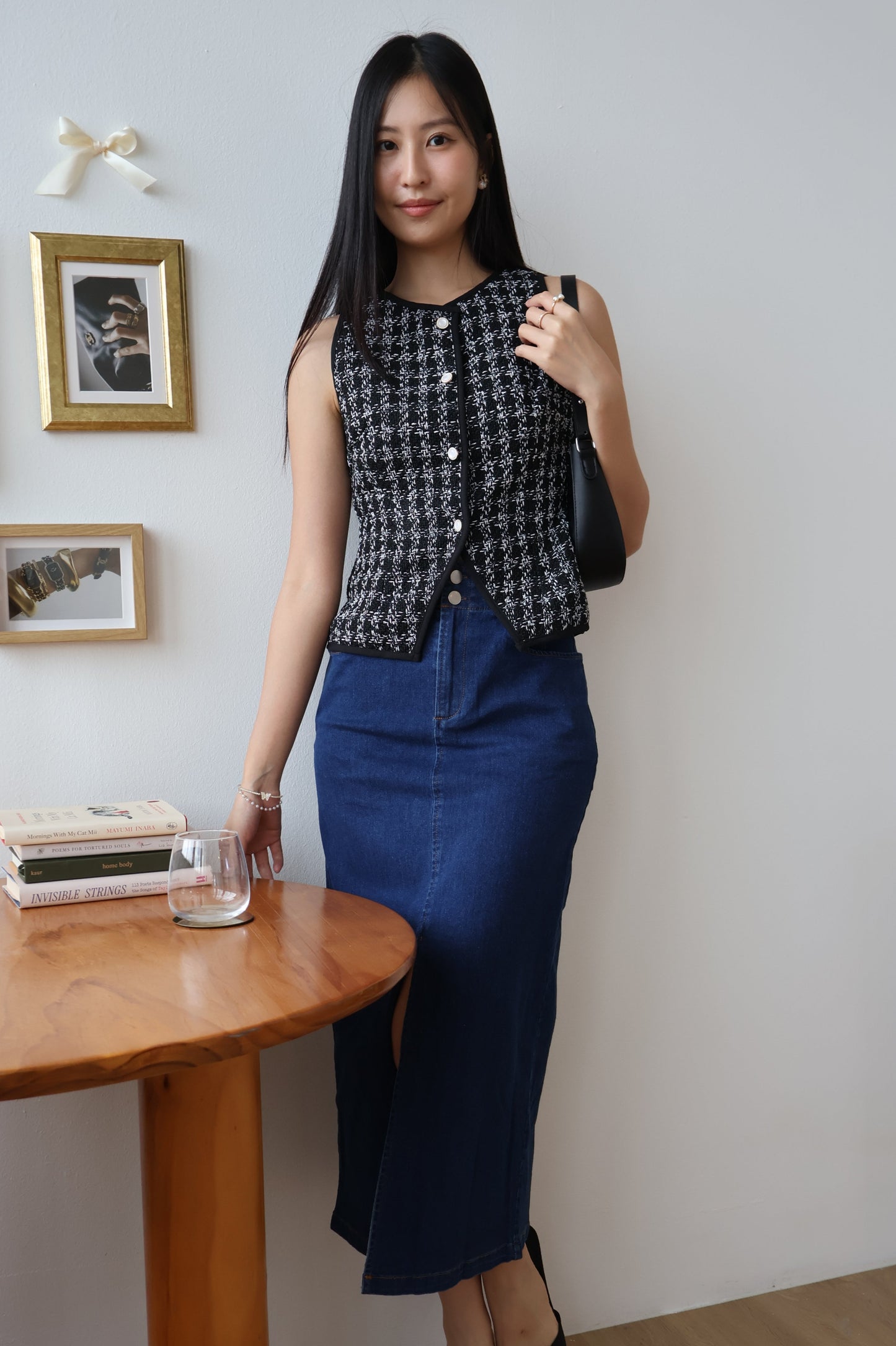 Sue Denim Midi Skirt In Dark Wash