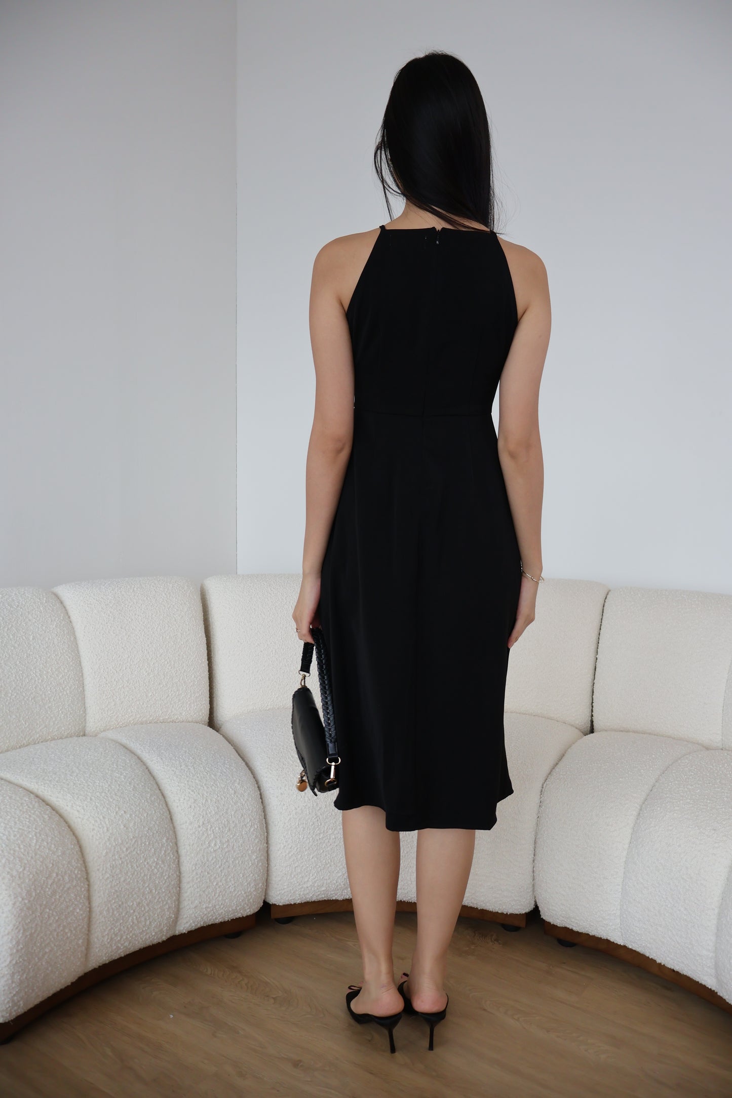*Restocked* Klarra Halter Neck Pocket A-Line Dress In Classic Black