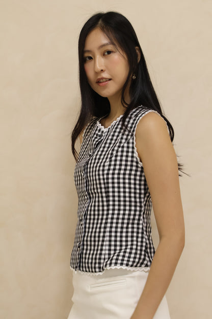 Shelly Button Down Top In Gingham