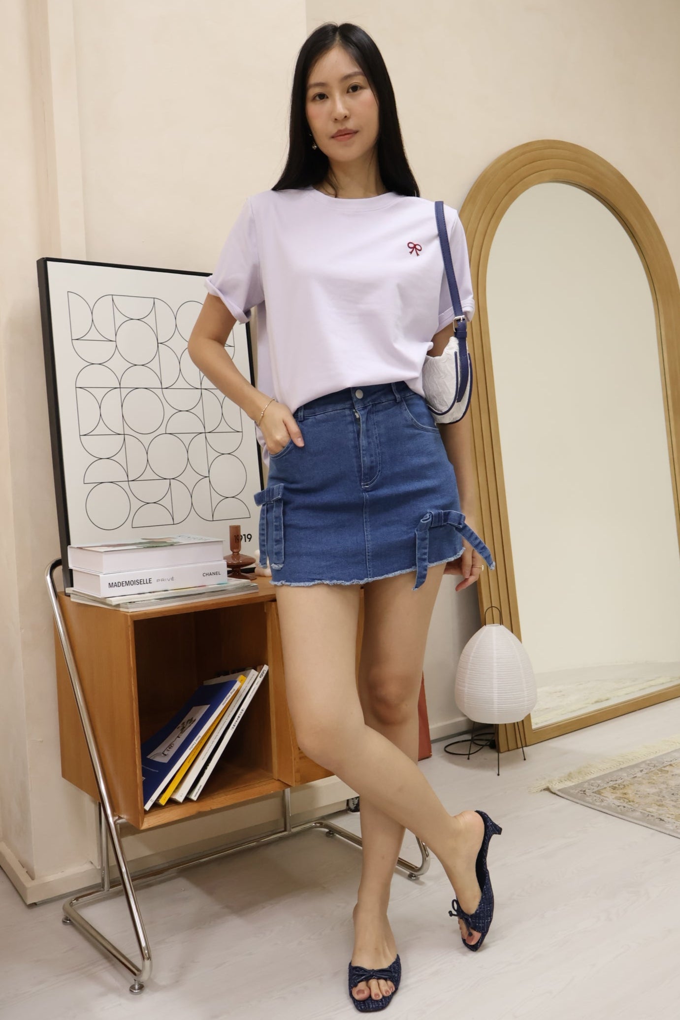 Celyn Ribbon Stitched Top In Lilac