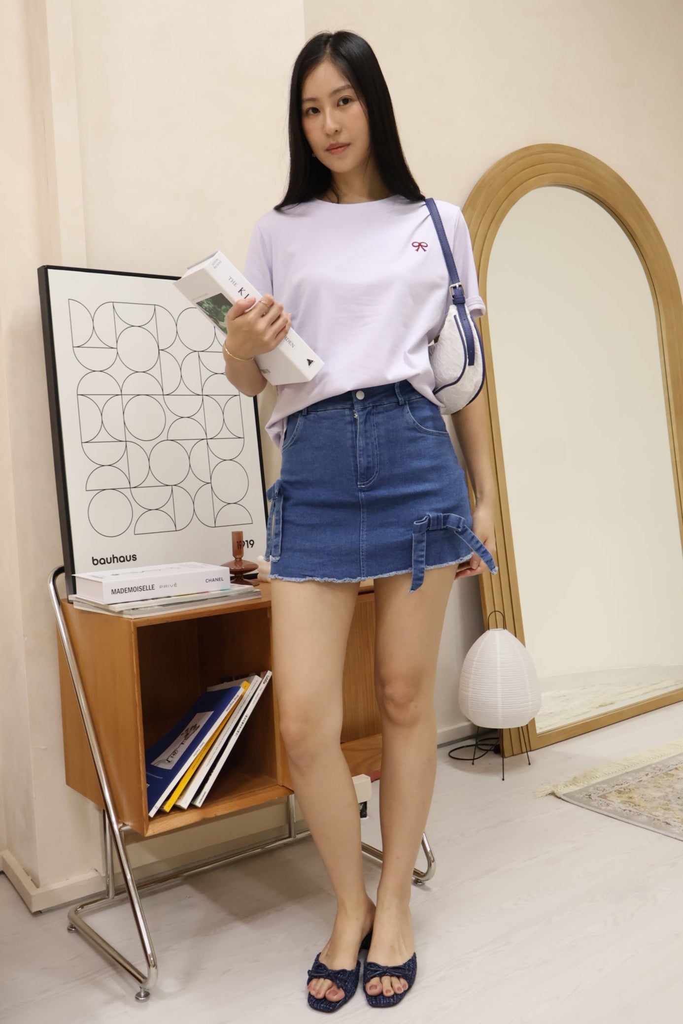 Celyn Ribbon Stitched Top In Lilac