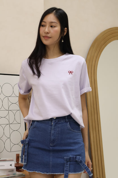 Celyn Ribbon Stitched Top In Lilac