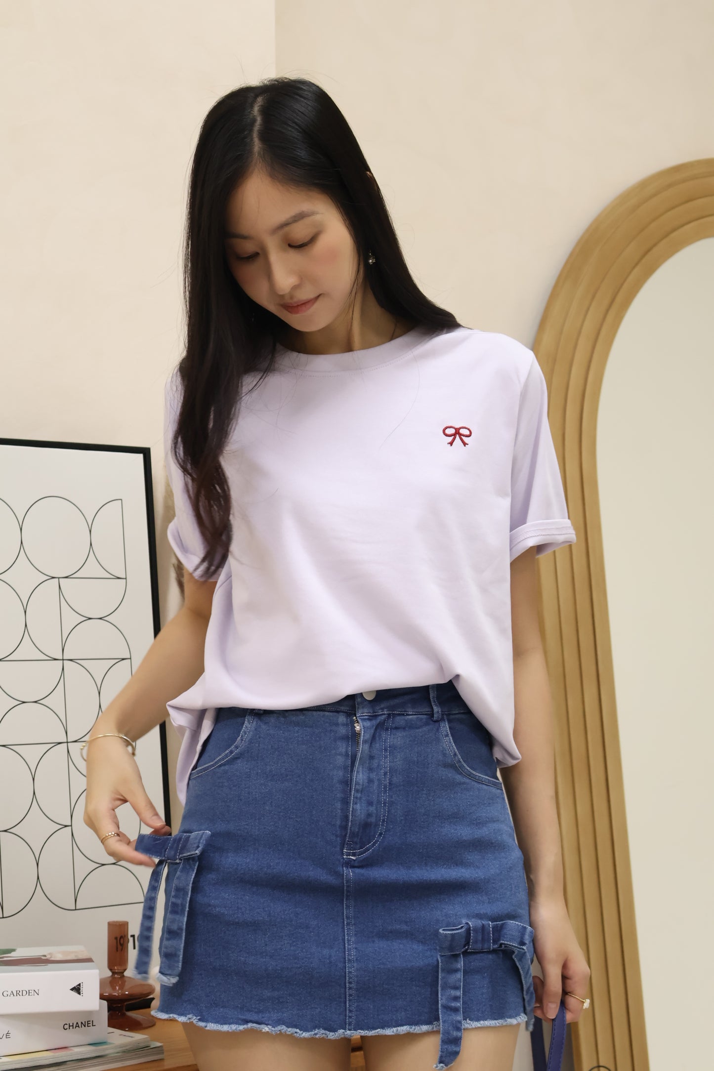 Celyn Ribbon Stitched Top In Lilac