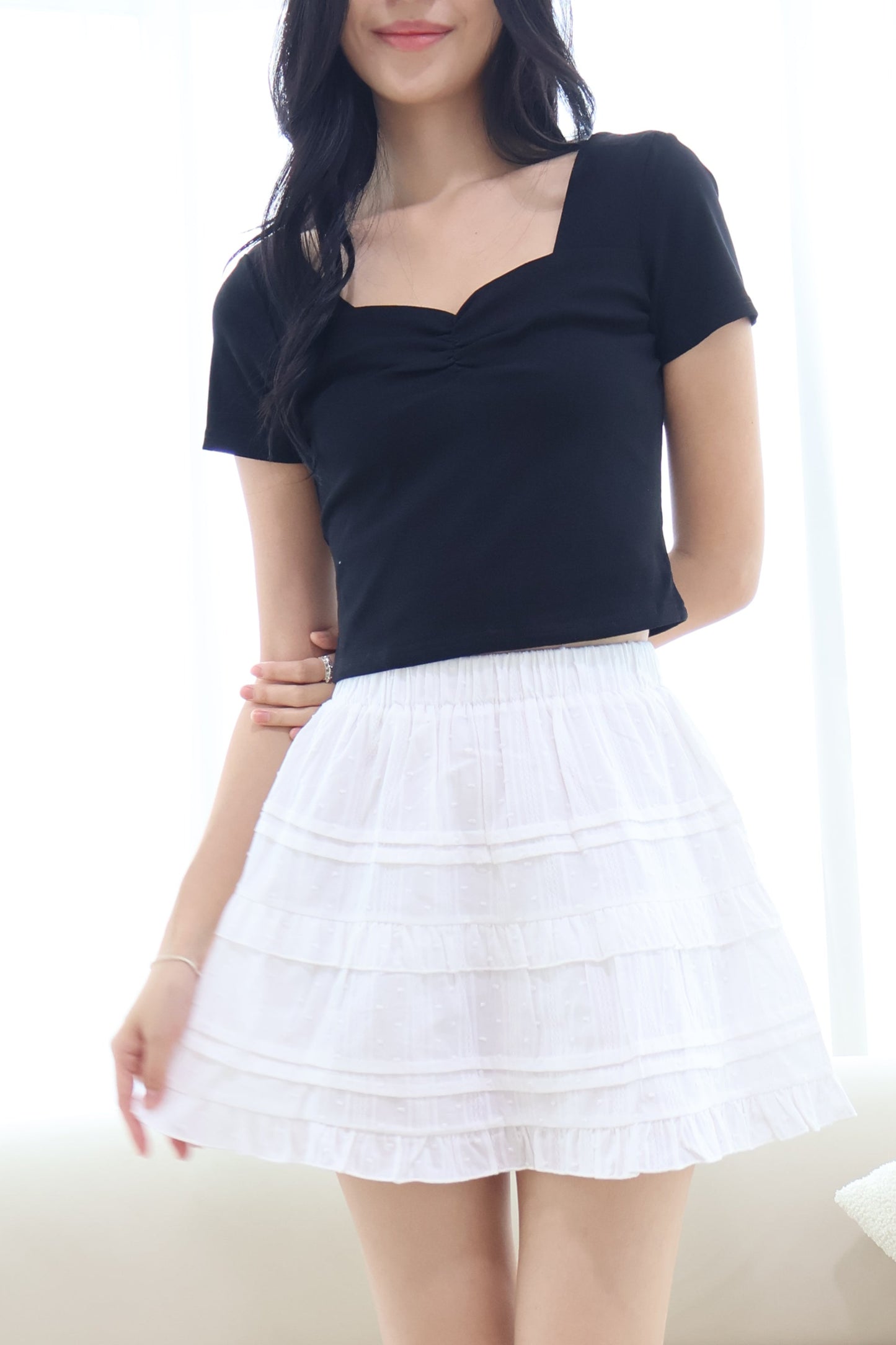 Dana Swiss Dot Layered Skort In White