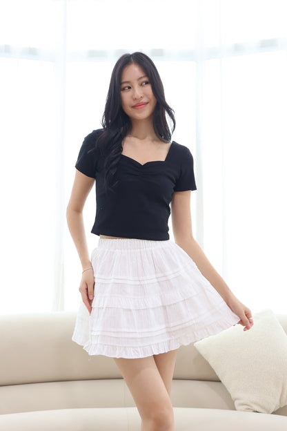 Dana Swiss Dot Layered Skort In White