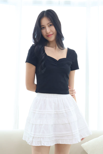 Dana Swiss Dot Layered Skort In White