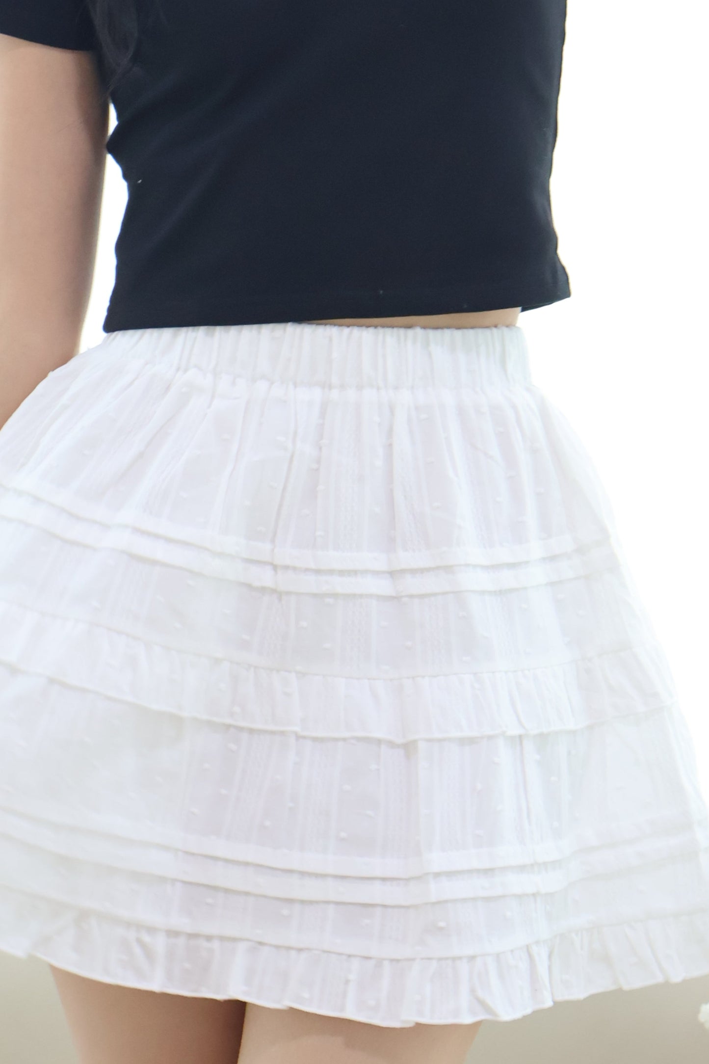 Dana Swiss Dot Layered Skort In White
