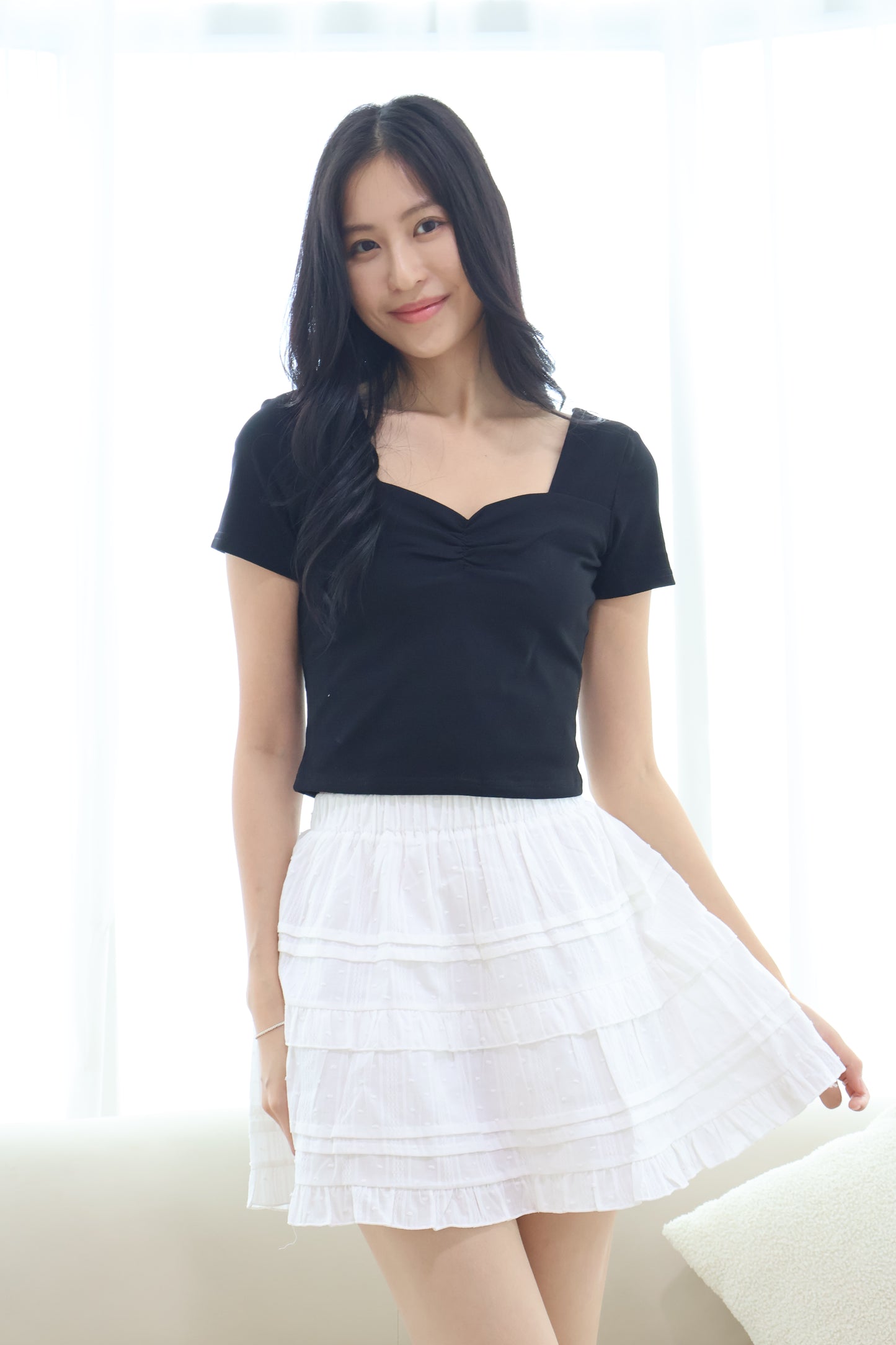 Dana Swiss Dot Layered Skort In White