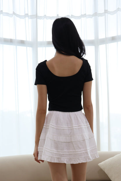 Dana Swiss Dot Layered Skort In White