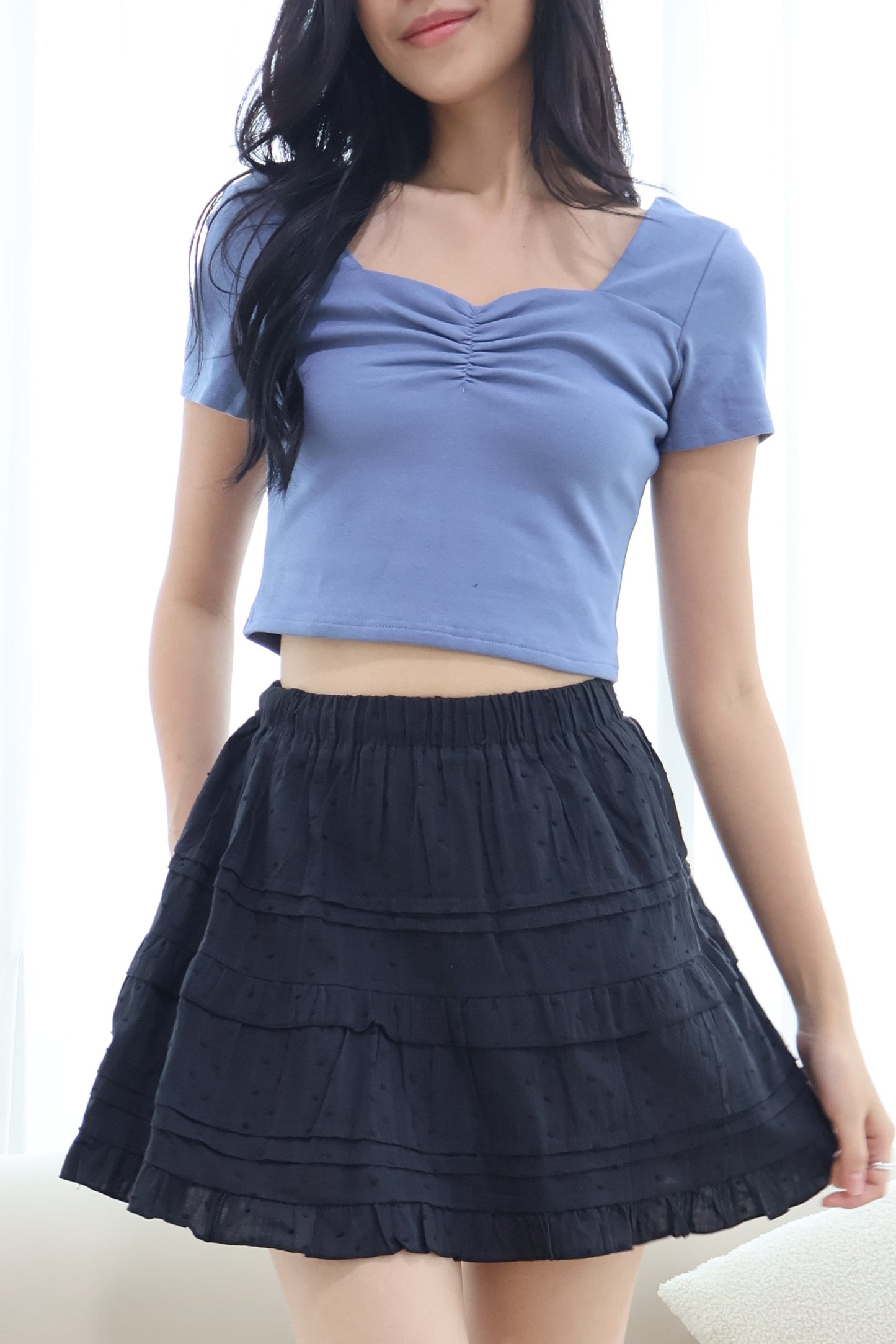 Dana Swiss Dot Layered Skort In Black