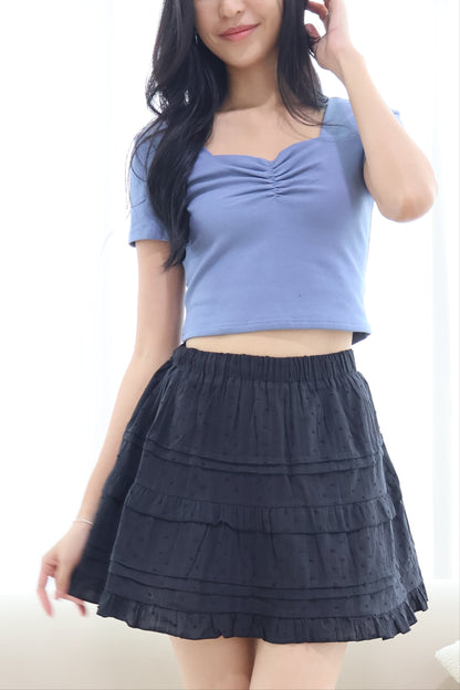 Dana Swiss Dot Layered Skort In Black