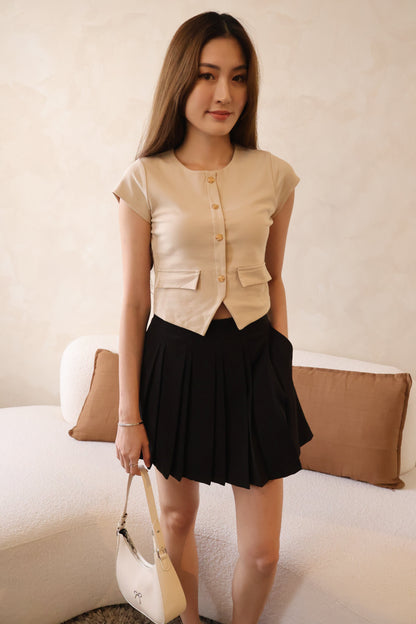 Angel Pleated Flowy Pocket Skorts In Black