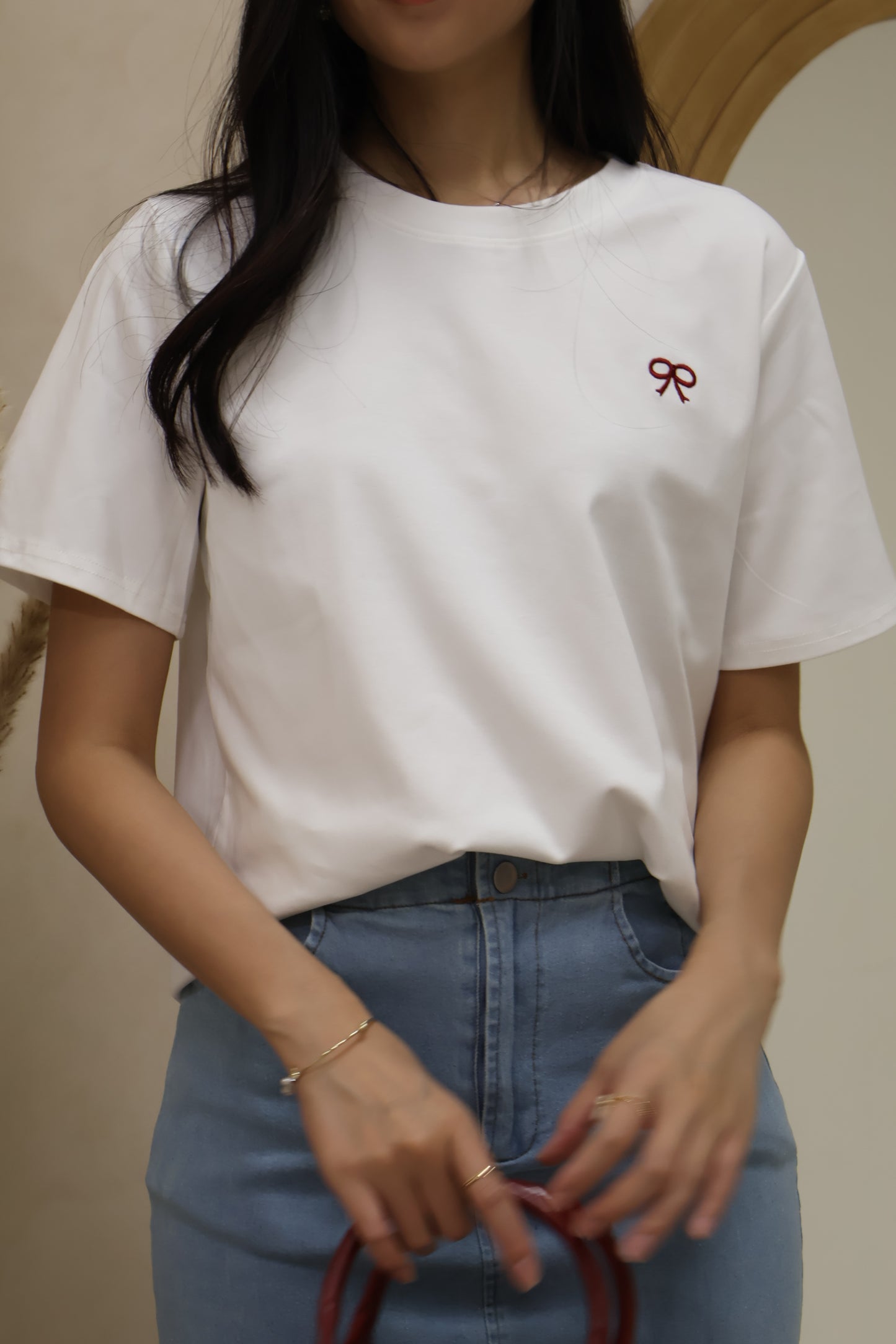 Celyn Ribbon Stitched Top In White