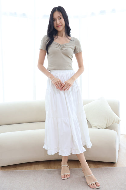 Dazie Ruffle Hem Maxi Skirt In White