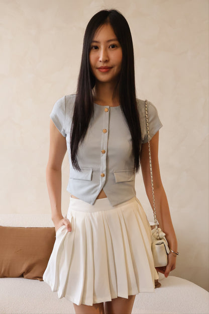 Angel Pleated Flowy Pocket Skorts In White