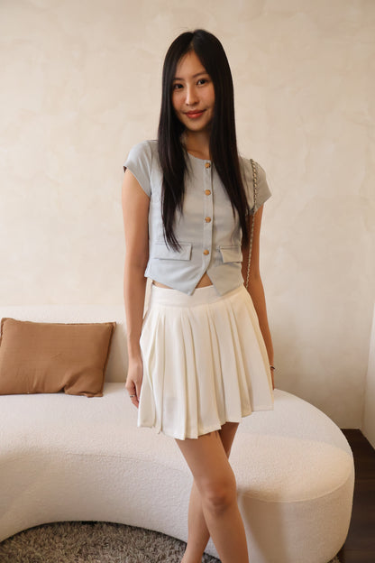 Angel Pleated Flowy Pocket Skorts In White