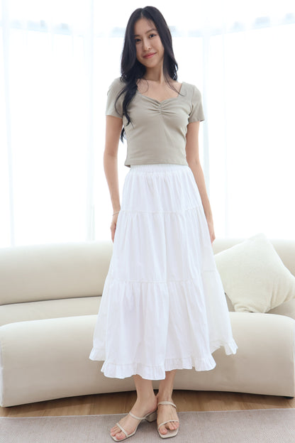 Dazie Ruffle Hem Maxi Skirt In White