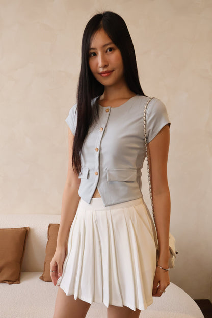 Angel Pleated Flowy Pocket Skorts In White