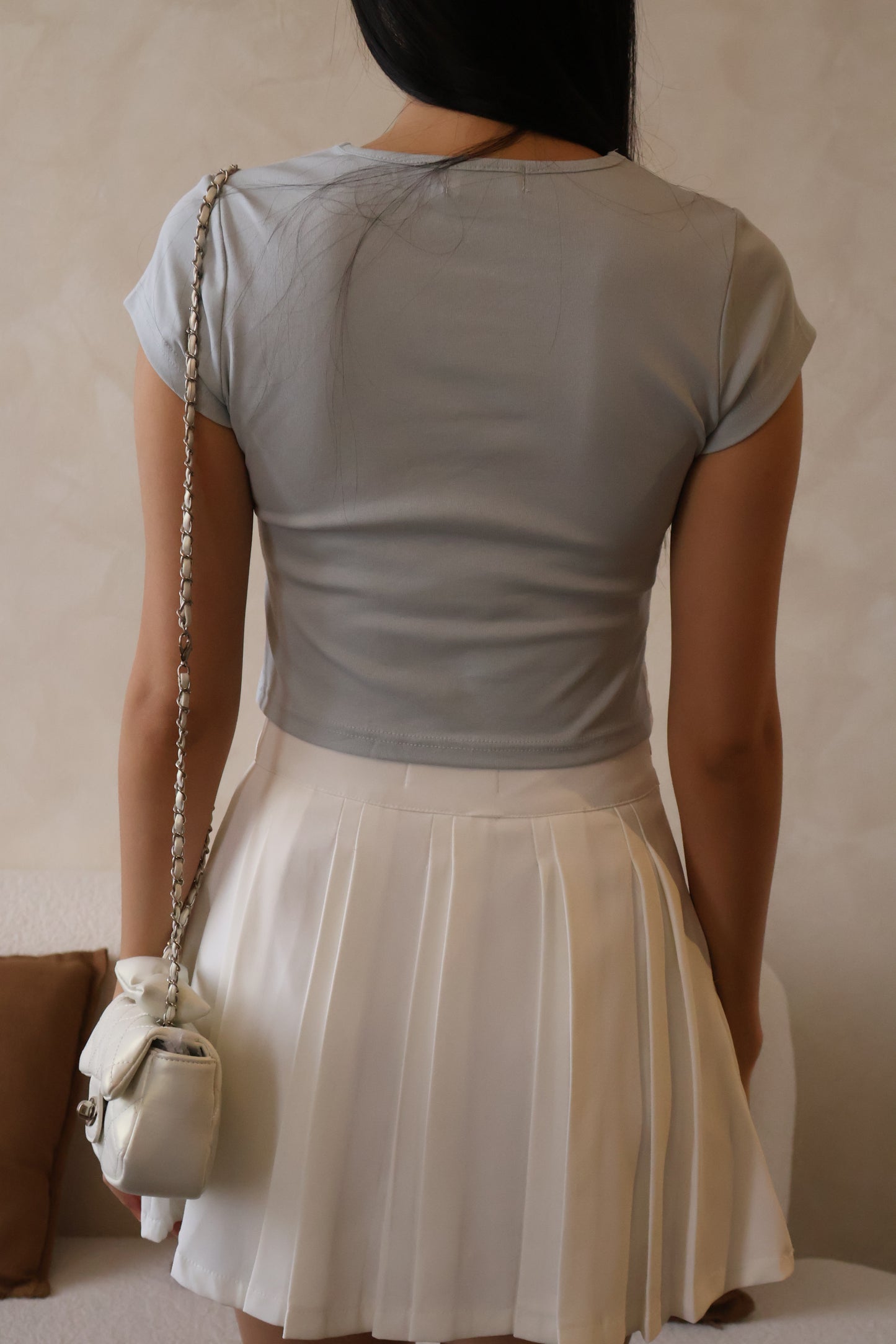 Angel Pleated Flowy Pocket Skorts In White