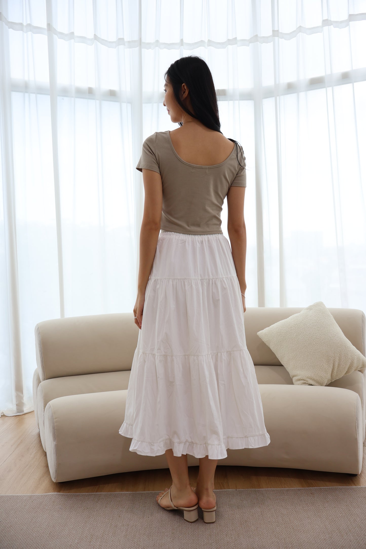 Dazie Ruffle Hem Maxi Skirt In White
