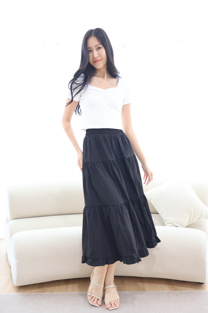Dazie Ruffle Hem Maxi Skirt In Black