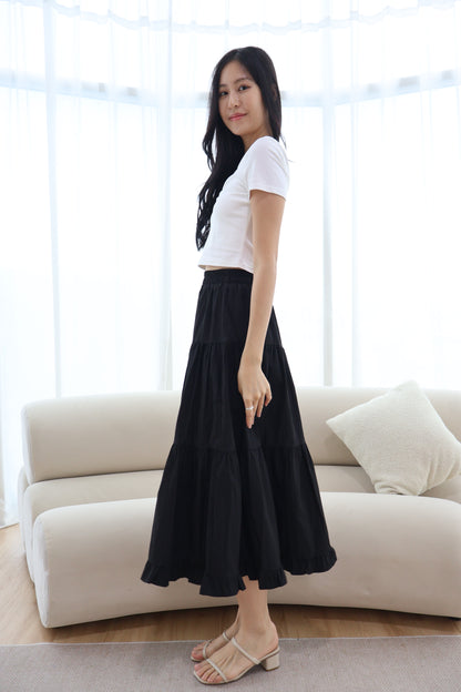 Dazie Ruffle Hem Maxi Skirt In Black