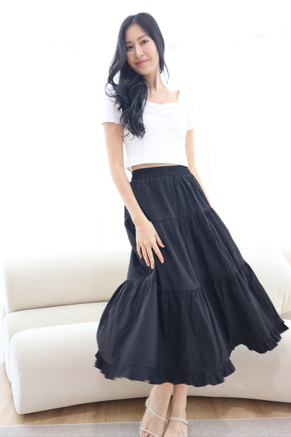 Dazie Ruffle Hem Maxi Skirt In Black