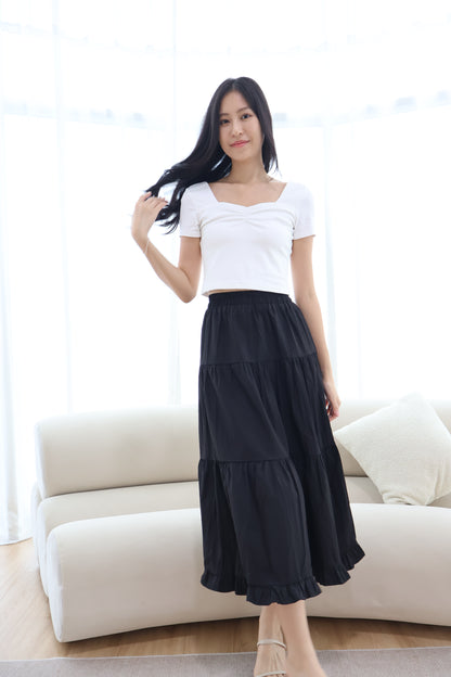 Dazie Ruffle Hem Maxi Skirt In Black