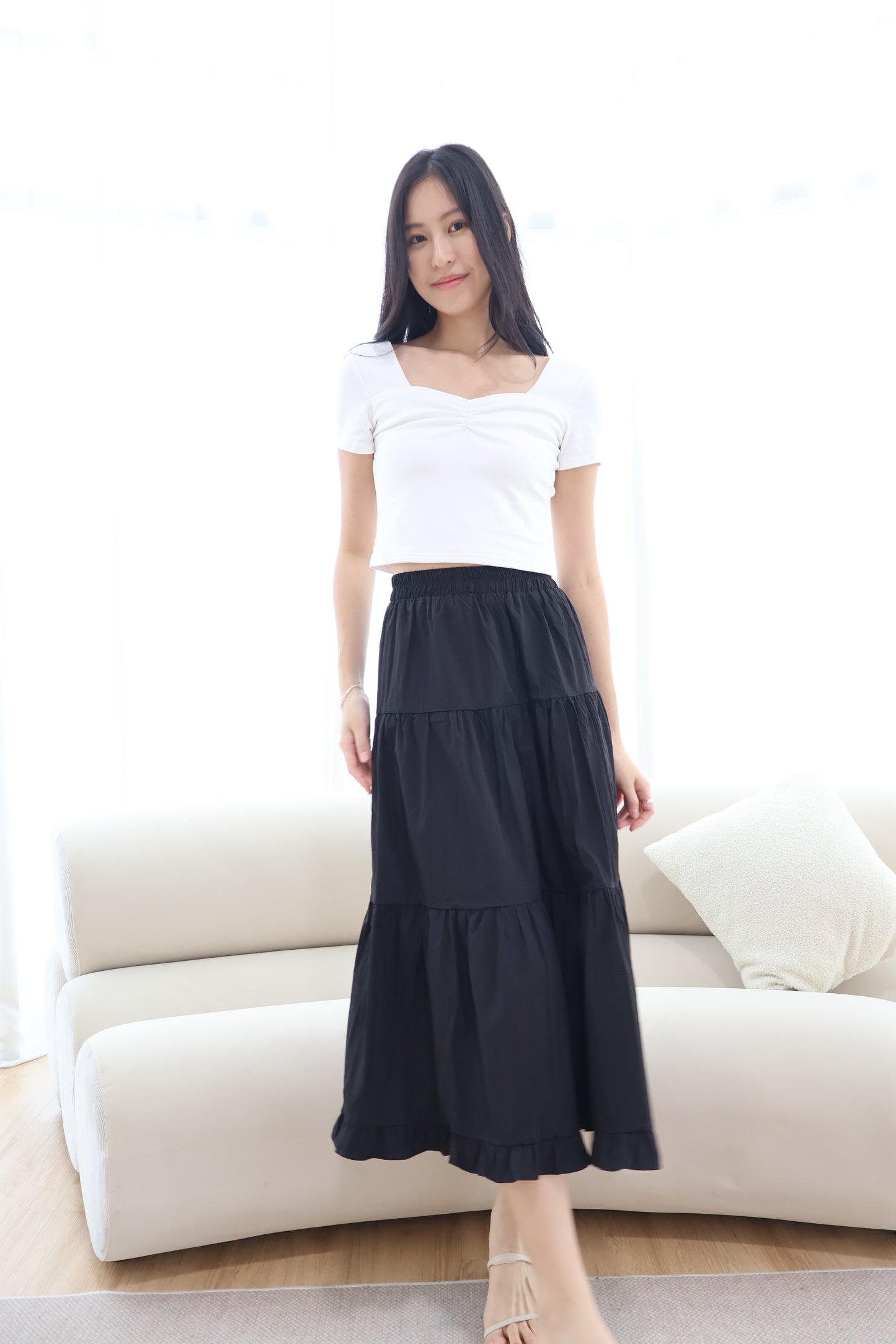 Dazie Ruffle Hem Maxi Skirt In Black