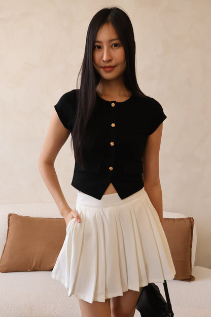 Angel Pleated Flowy Pocket Skorts In White