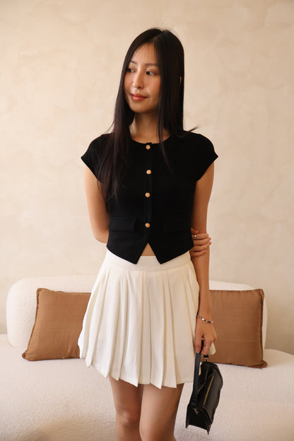 Angel Pleated Flowy Pocket Skorts In White